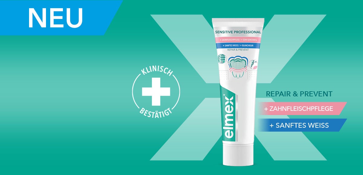 Schutz anhalten mit elmex Sensitive + Zahnfleischpflege